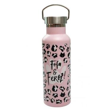 Imagem de Garrafa Térmica Uatt Gatinhos E Frase Fofa E Feroz 500Ml