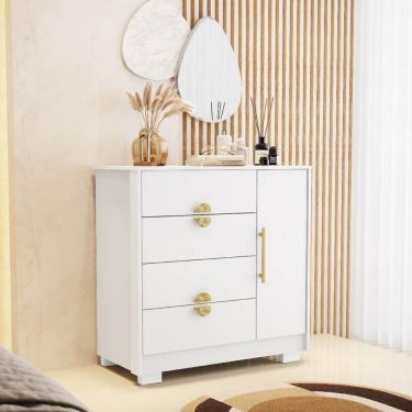 Imagem de Cômoda Sapateira Ilha Bela 4 Gavetas 1 Porta Branco - Vila Rica