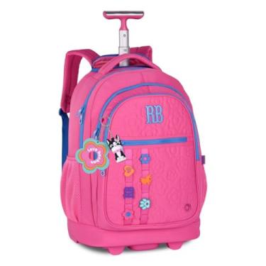 Imagem de Mochila de Costas e Rodas RB Flower Power Escolar Faculdade Trabalho Viagem (Rosa)