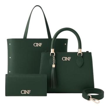 Imagem de Kit De Bolsa Feminina De Ombro + Transversal + Carteira (Verde Militar)