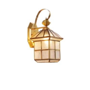 Imagem de Luminária de parede externa, toda em cobre à prova d'água, estilo americano, para entrada, corredor de pátio de casa, jardim externo (Tipo H fosco)