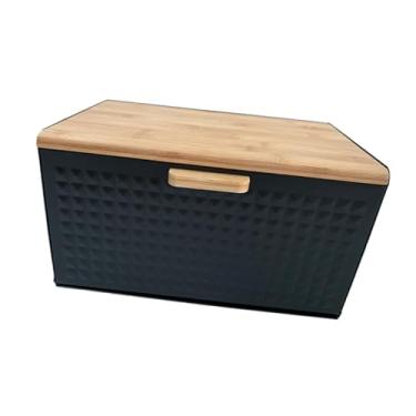 Imagem de SiaBiced Metal com Tampa, Recipiente Multiuso de Armazenamento de Pão, Grande Retrô Multifuncional para Cozinha E Padaria, Preto