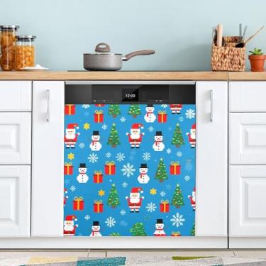 Imagem de ATTX Capa de ímã de lava-louças com elementos de Natal, 58,4 cm C x 66 cm A, decoração da capa da máquina de lavar louça, decalques de armário doméstico e eletrodomésticos adesivos #535