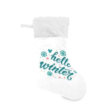 Imagem de GakkiGii Pacote com 2 meias de Natal de fundo de inverno, decoração grande para pendurar na parede da árvore da lareira, 45 x 31 cm