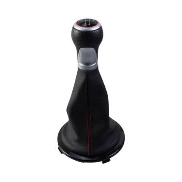 Imagem de Manopla De Câmbio De Couro Vermelha 5 Velocidades Para Volkswagen GOL 