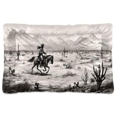 Imagem de SEHANY Cama de cowboy do deserto ocidental para cães e gatos com fundo antiderrapante, caixa de canil, colchão macio para animais de estimação, lavável para cães pequenos, médios e grandes, gatos, 91