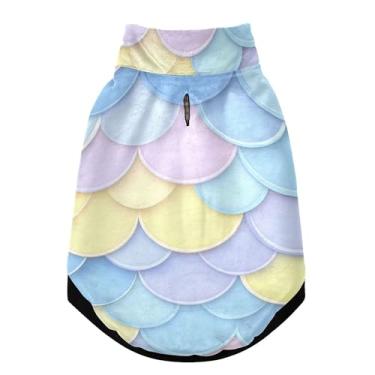 Imagem de SEHANY Casaco de cachorro com escama de peixe arco-íris para cães pequenos, superquente à prova de vento, jaqueta de inverno macia e aconchegante para clima de neve fria com coleira para animais de