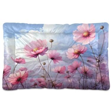 Imagem de SEHANY Cama para cães e gatos com flores silvestres coloridas com fundo antiderrapante, cama de canil, colchão macio para animais de estimação, lavável para cães pequenos, médios e grandes, gatos