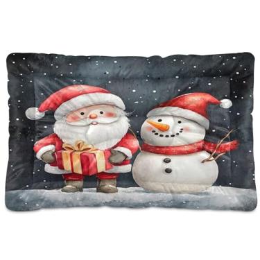 Imagem de SEHANY Cama de Natal para cães de Papai Noel, cama de gato com fundo antiderrapante, cama de canil, colchão macio para animais de estimação, lavável para cães pequenos, médios e grandes, gatos, 91 x