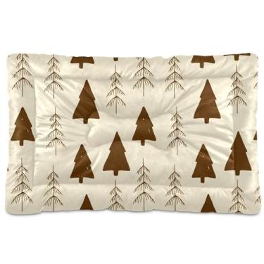 Imagem de SEHANY Cama de árvore de Natal em aquarela para cães e gatos com fundo antiderrapante, caixa de canil, colchão macio para animais de estimação, lavável para cães pequenos, médios e grandes, gatos, 91