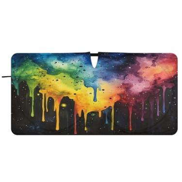 Imagem de Blueangle Pára-brisa colorido com pintura respingo - 149.9 cm x 76.2 cm dobrável carro janela frontal blocos para-sol raios UV viseira de sol (305)