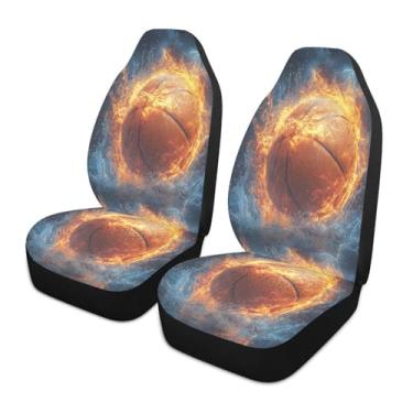 Imagem de Blueangle 2 peças de capas de assento de carro de bombeiros aquáticos de basquete, almofadas protetoras respiráveis para assentos dianteiros para carro, ajuste universal para SUV Sedan Truck Van (897)