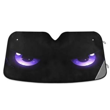 Imagem de ATTX Para-brisa de carro Blue Evil Eyes 134.6 cm x 59.7 cm Protetor solar universal com proteção UV, persiana de janela frontal automática dobrável para caminhões Sedans SUVs #2