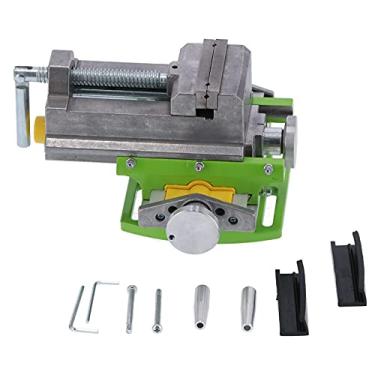 Imagem de Torno de bancada cruzado de 3 polegadas, liga de alumínio resistente, alça giratória ajustável, torno de marcenaria de precisão para marcenaria, metalurgia, verde 6,1 x 9,1 x 5,1