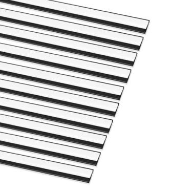 Imagem de Kit 10 Metros Perfil LED Sobrepor Slim Alumínio - 10 Barras de 1m com Difusor (Para Teto, Parede e Móveis) (Preto)