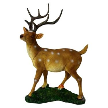 Imagem de Baoblaze Estátua de veado Sika para decoração de casa, leve, para pátio, artesanato faça você mesmo, ornamento de rena, decoração de gramado para entrada,