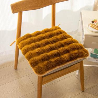 Imagem de Almofada quadrada de pele sintética, almofada de cadeira de lã de coelho sintético, almofadas de pelúcia grossas de inverno para cadeiras de jantar, sofá preguiçoso confortável e chão de escritório