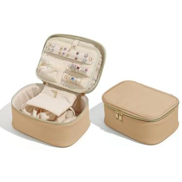 Imagem de Caixa de joias multicolorida organizadora para mulheres, estojo de joias de viagem com bolsa de veludo com zíper, impermeável, presentes para casamento, aniversário, Natal