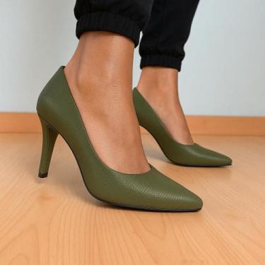 Imagem de Sapatos Scarpin Confortáveis Feminino Royale Lizard Salto Alto Fino 17