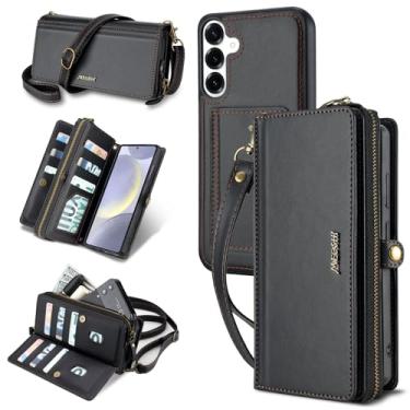 Imagem de HHCaseP Capa carteira para Samsung Galaxy S24 Plus com 9 compartimentos para cartão, carteira de couro PU de grande capacidade com bloqueio de RFID, carteiras masculinas femininas com alça, para