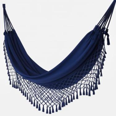 Imagem de Rede Casal Grande Reforçada para Descanso e Balanço Perfeita para Família, Quintal e Momentos de Relaxamento(Azul Marinho)
