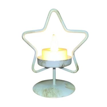 Imagem de Castiçal Natalino Estrela Com Vela Led Decoração Mesa Posta (Branco)