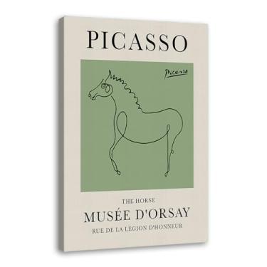 Imagem de Impressão em tela verde sálvia Pablo Picasso animais esboço arte de parede gato cão pássaro cavalo impressão linha abstrata desenho pôsteres para quarto casa escritório decoração (SKU8,40.6x60 cm