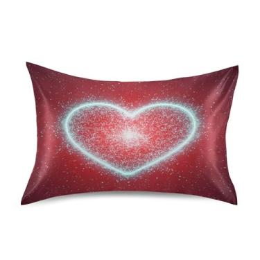 Imagem de SEHANY Capas de almofada de seda para cabelo e pele para o Dia dos Namorados, capas de almofada de cetim respiráveis macias e refrescantes com fecho de envelope, tamanho king (50,8 x 101,6 cm)