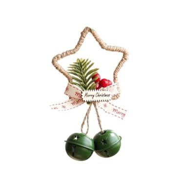 Imagem de Relógio de Natal de metal e grinalda de enfeite de árvore de estrela - Estrutura metálica durável, anéis fáceis de pendurar para feriados internos/externos, presentes de festa sazonais portáteis