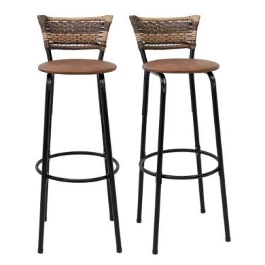 Imagem de kit 2 Banquetas Cadeiras Bancos 80cm Balcão Ilha Bar Bancada Cozinha G