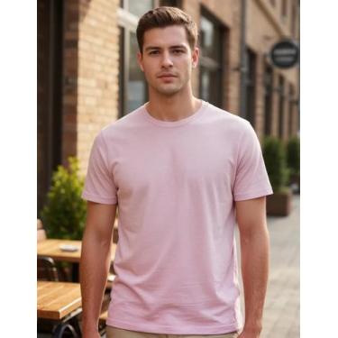 Imagem de Camiseta Masculina Básica 100% Algodão Zanca Modas, M, Rosa