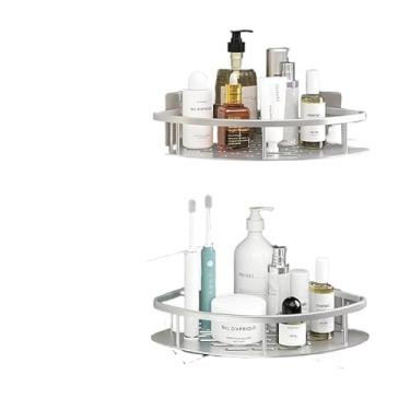 Imagem de Prateleiras Para Casa De Banho Sem Furos, AlumíNio, Suportes Para Casa De Banho E AcessóRios Para Casa De Banho(KIT 2-Triângulo prata)