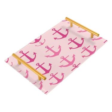 Imagem de Wassud Cute Anchors Bandeja de banheiro Bandejas de acrílico para perfume, alça de maquiagem, bandeja de cômoda para quarto e cozinha, 30 x 20 cm