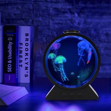 Imagem de Diyeeni Lâmpada LED de água-viva, Luz LED de água-viva Elétrica Com Mudança de 7 Cores, Motor Sem Escova Com 2 Velocidades de Fluxo de água, Luz Noturna de Aquário para Decoração de Casa (Preta)