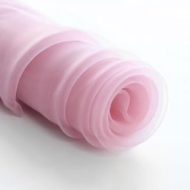 Imagem de JUANJUAN Tecido de organza transparente por quintal, tecido de organza Bolt Bridal Sheer Tulle Fabric, rolo de tecido de organza de seda para decorações de festa de casamento cortina de pano de fundo