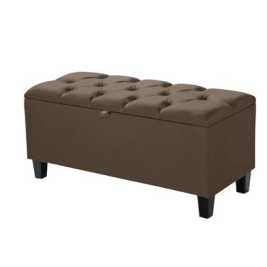 Imagem de Estofado Minimalista Moderno Calçadeira Sapateira Sala Quarto Armazenamento Bau Solteiro puff bau para quarto(Marrom)