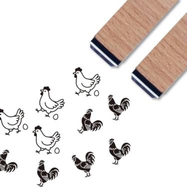 Imagem de ANATTASOUL 2 carimbos de borracha de madeira engole carimbos de tinta para artesanato, 6 cm x 1,5 cm, lindos carimbos de madeira pequenos para materiais de scrapbook, cartas, álbuns, decoração de