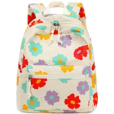Imagem de Mochila Bluboon Mini para meninas, criança, veludo cotelê floral