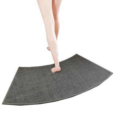 Imagem de Tapete de chuveiro de canto - Tapete de banho curvo antiderrapante antiderrapante - Tapete de chuveiro em forma de ventilador externo (cinza escuro, 45 * 100 cm)