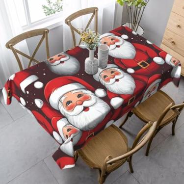 Imagem de Toalha de mesa de jantar com estampa de Papai Noel 89 x 139 cm, retangular, impermeável, reutilizável, festa de jantar