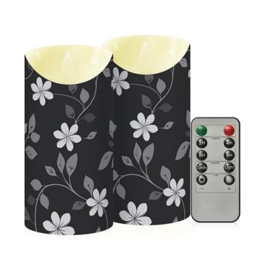 Imagem de Wassud Velas simples de flores cinzas sem chama com controle remoto, velas realistas cintilantes com temporizador, velas decorativas para Natal, casamento, festa, decoração de casa média