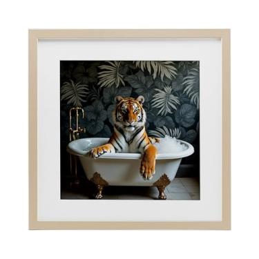 Imagem de Stupell Industries Impressão emoldurada Tiger in Exotic Bubble Bath Birch Under Glass, design by Lettered and Lined, 13 x 13