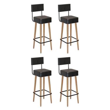 Imagem de Kit 4 Banquetas Barcelona 96cm Couríssimo Preto - Salaone Preto