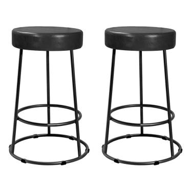 Imagem de Kit 2 Banquetas Roma 70cm Couríssimo Preto - Salaone Preto