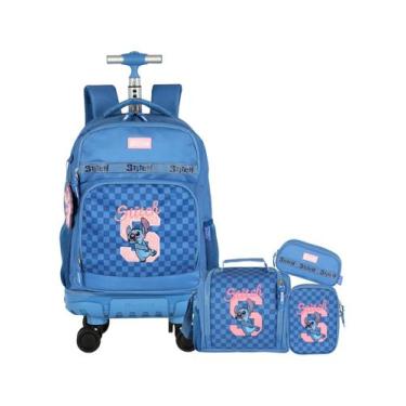 Imagem de Kit Stitch Mochila Rodas + Lancheira + Estojo Box e Triplo - Luxcel, A
