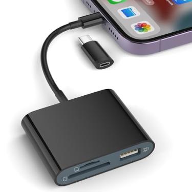 Imagem de SZHAIYIJIN Leitor De Cartão Sd Para Iphone, Leitor De Cartão De Memória Com Adaptador Usb-C Para Lightning, Plug And Play, Câmera De Trilha Para Jogos, Visualizador De Cartão Micro Sd, Suporte Para