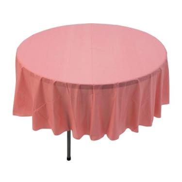Imagem de Toalha de mesa de plástico descartável redonda Dusty Rose de 208 cm