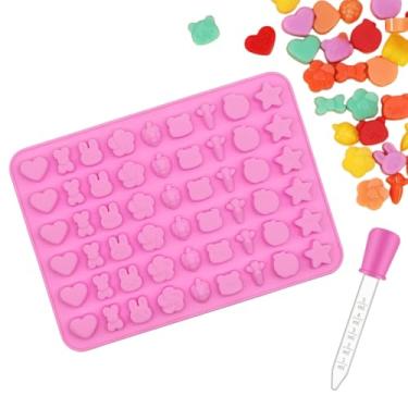 Imagem de Molde de Silicone Mini Animais e Frutas para Bala Fini Com Conta Gotas 54 Cavidade Forma Goma Doce