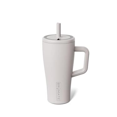 Imagem de BrüMate Copo Era de 590 ml com alça e canudo | Copo isolado 100% à prova de vazamento com tampa e canudo | Feito de aço inoxidável | Base amigável para porta-copos | 590 ml (Duna)