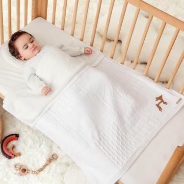 Imagem de Pinuotu Cobertor de bebê de lã de algodão, macio, 78,7 cm x 101,6 cm – perfeito para cueiro, berço e carrinho de bebê – presente premium para recém-nascidos, bebês e crianças, meninos e meninas